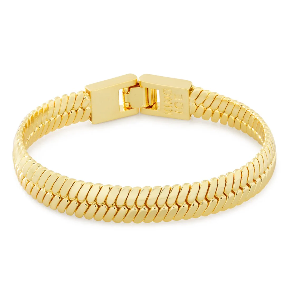 Solid Gold 10mm Thick Herringbone Bracelet