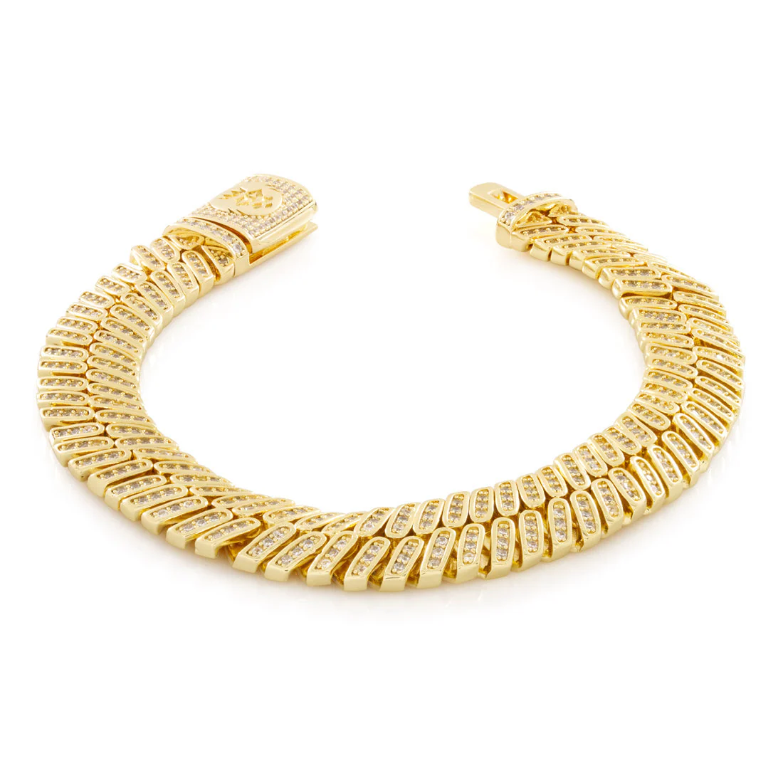 12mm Iced Herringbone Bracelet