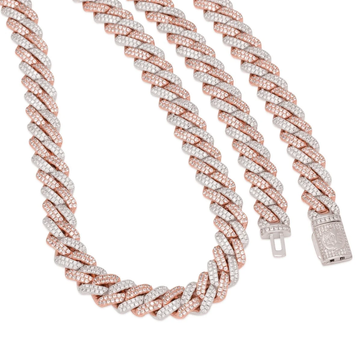 12mm Rose Gold Iced Diamond-Cut Miami Cuban Link Chain - Image 3