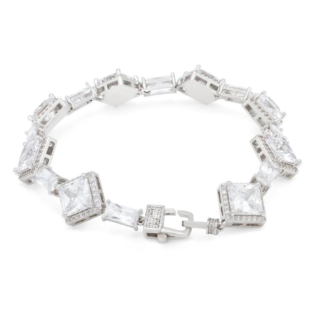 14mm Clustered Princess-Cut Tennis Bracelet - Image 4