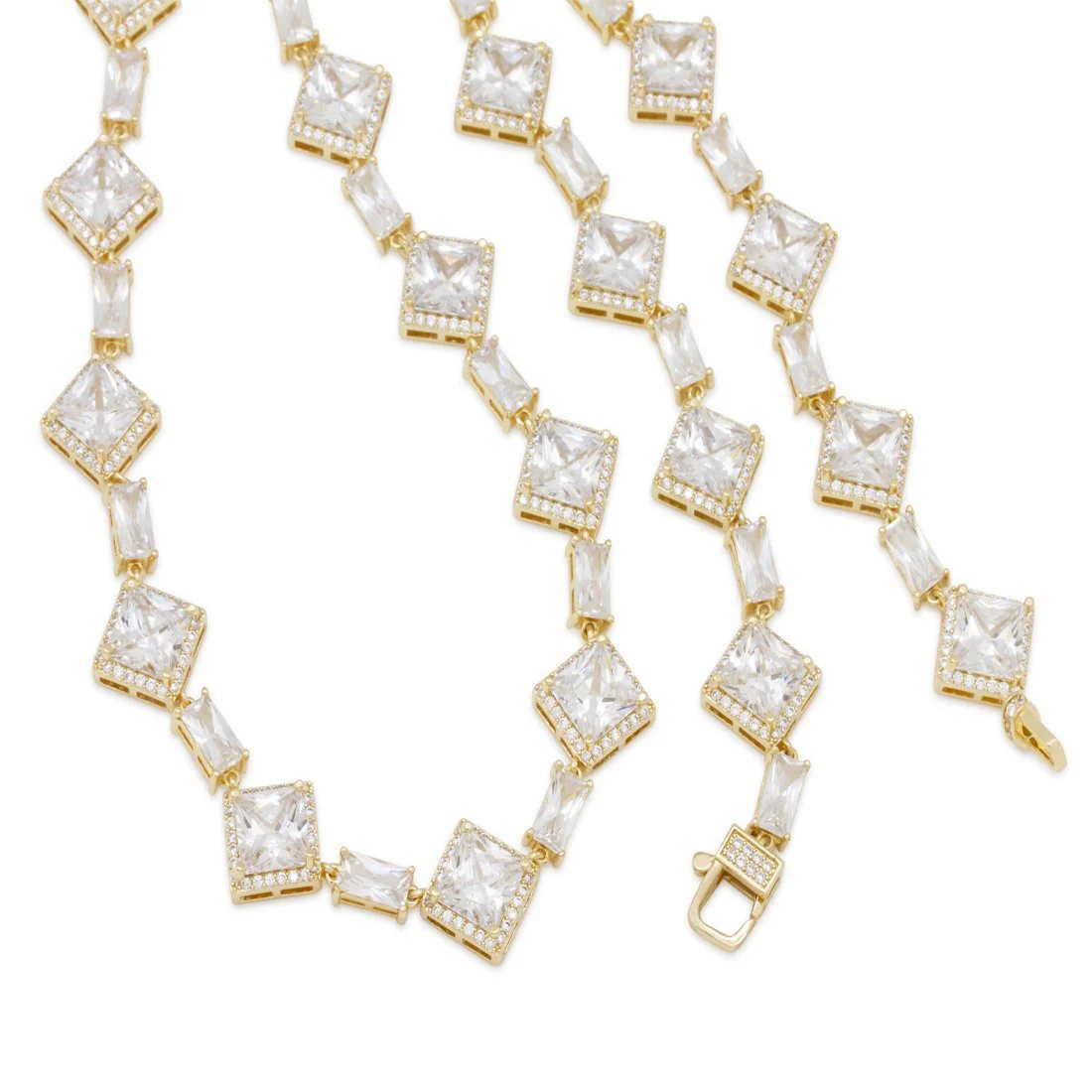 14mm Clustered Princess-Cut Tennis Chain - Image 4