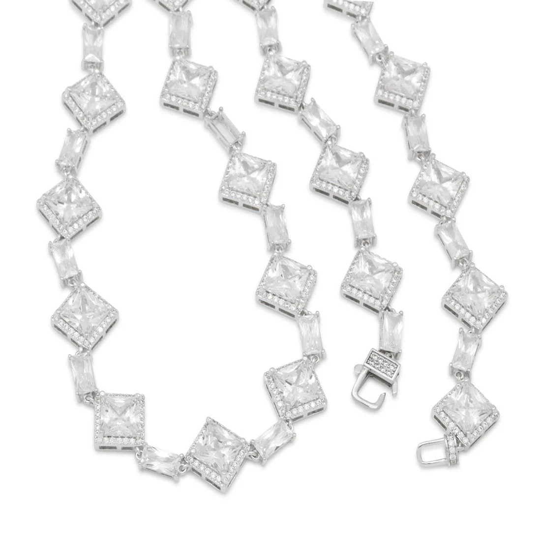 14mm Clustered Princess-Cut Tennis Chain - Image 6