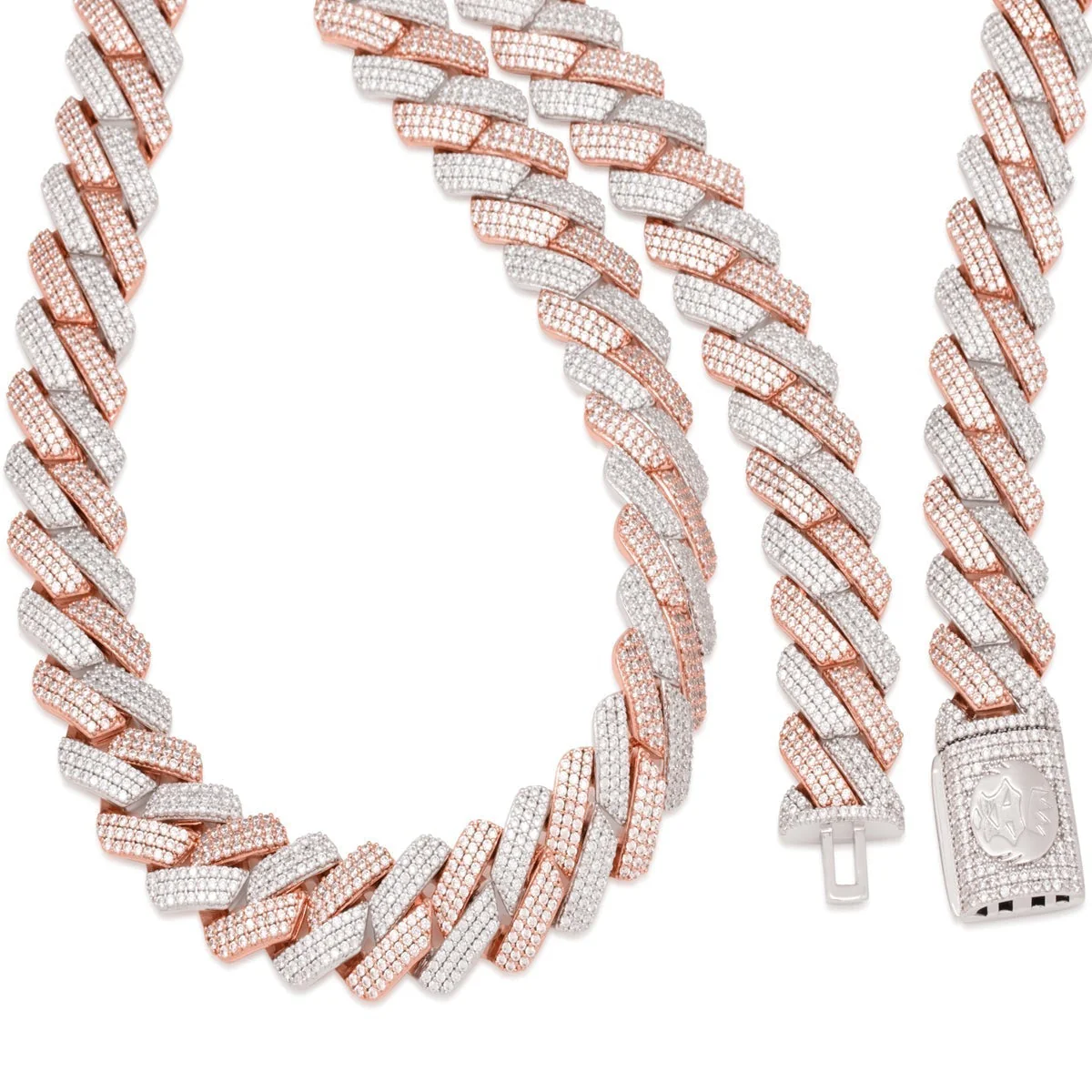 18mm Rose Gold Iced Diamond-Cut Miami Cuban Link Chain - Image 2