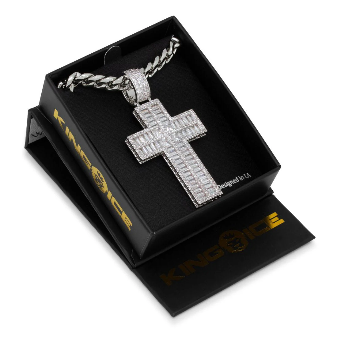 Baguette Cut Cross Necklace - Image 10