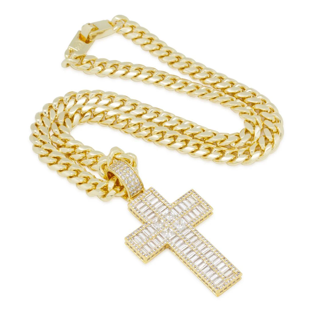 Baguette Cut Cross Necklace - Image 3
