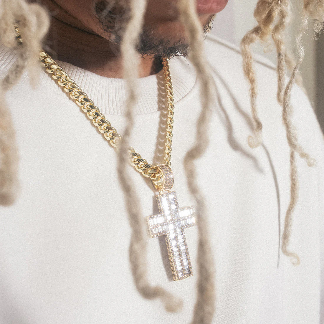 Baguette Cut Cross Necklace - Image 4