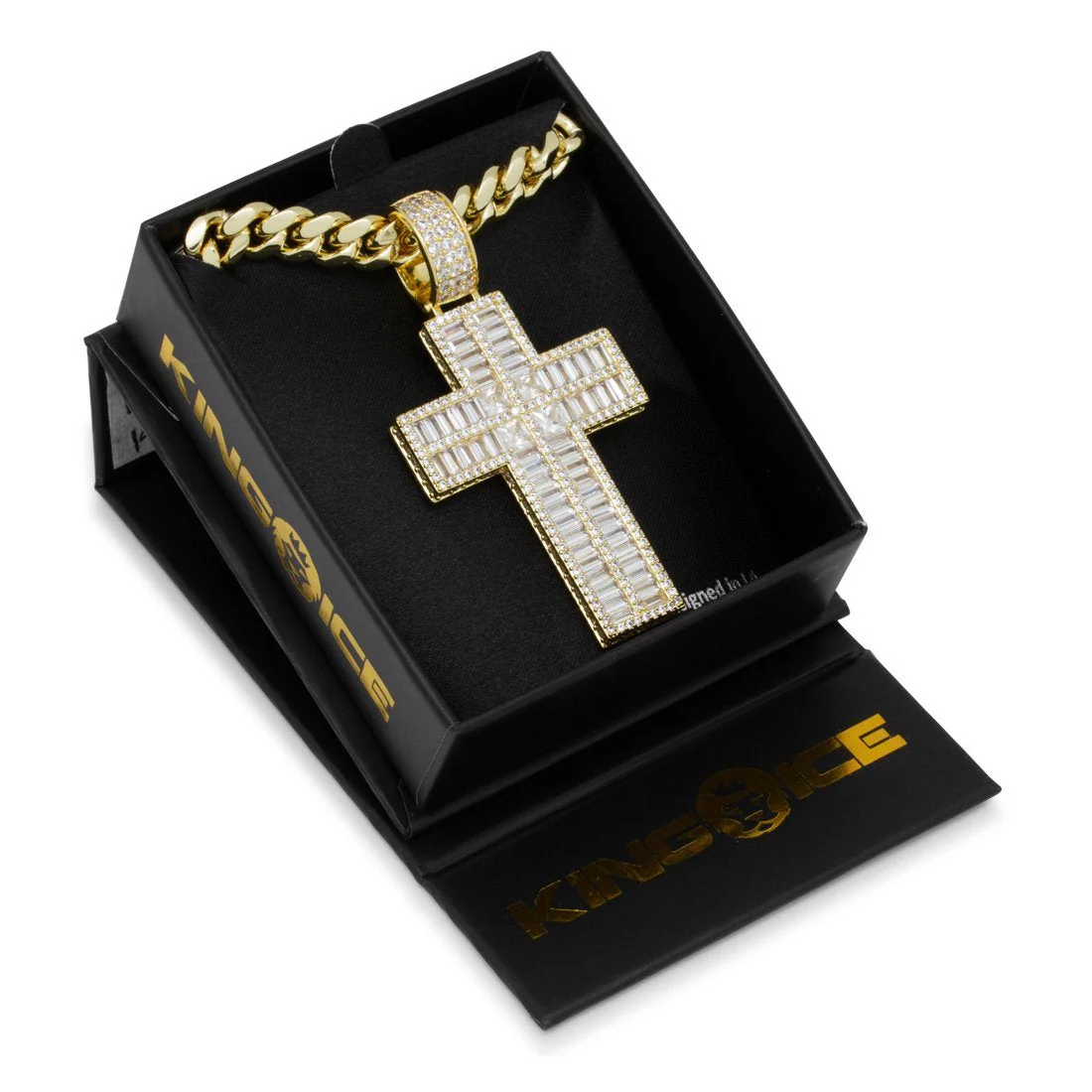 Baguette Cut Cross Necklace - Image 6