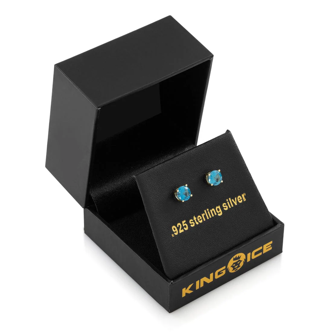 Blue Brilliant-Cut Stud Earrings - Image 2