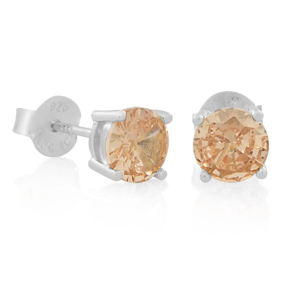 Champagne Brilliant-Cut Stud Earrings - Image 3