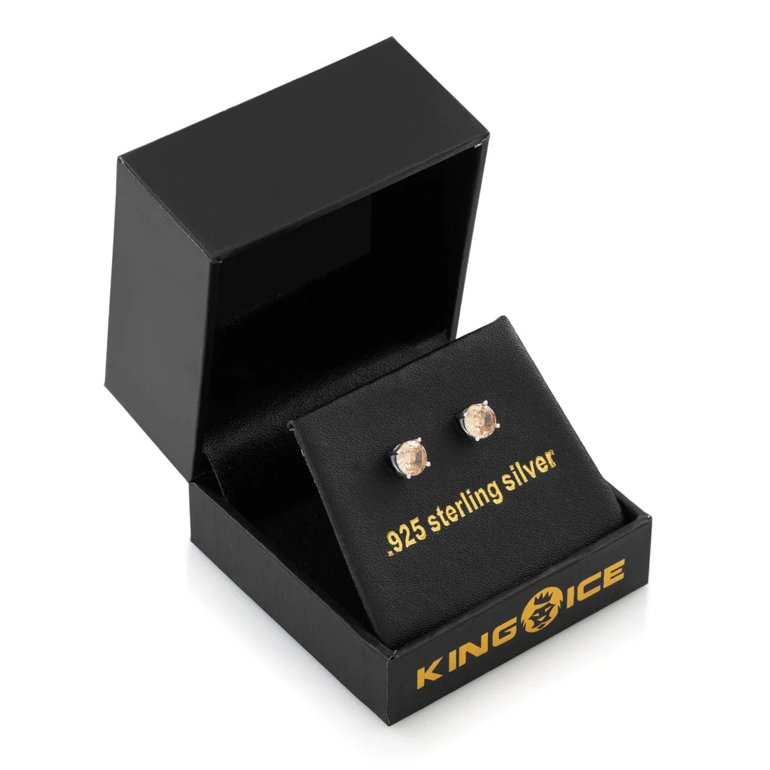 Champagne Brilliant-Cut Stud Earrings - Image 4