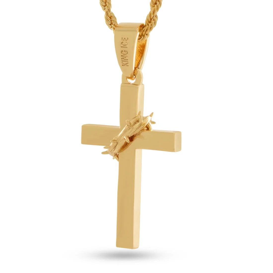 Crown of Thorns Wrapped Cross Necklace - Image 2