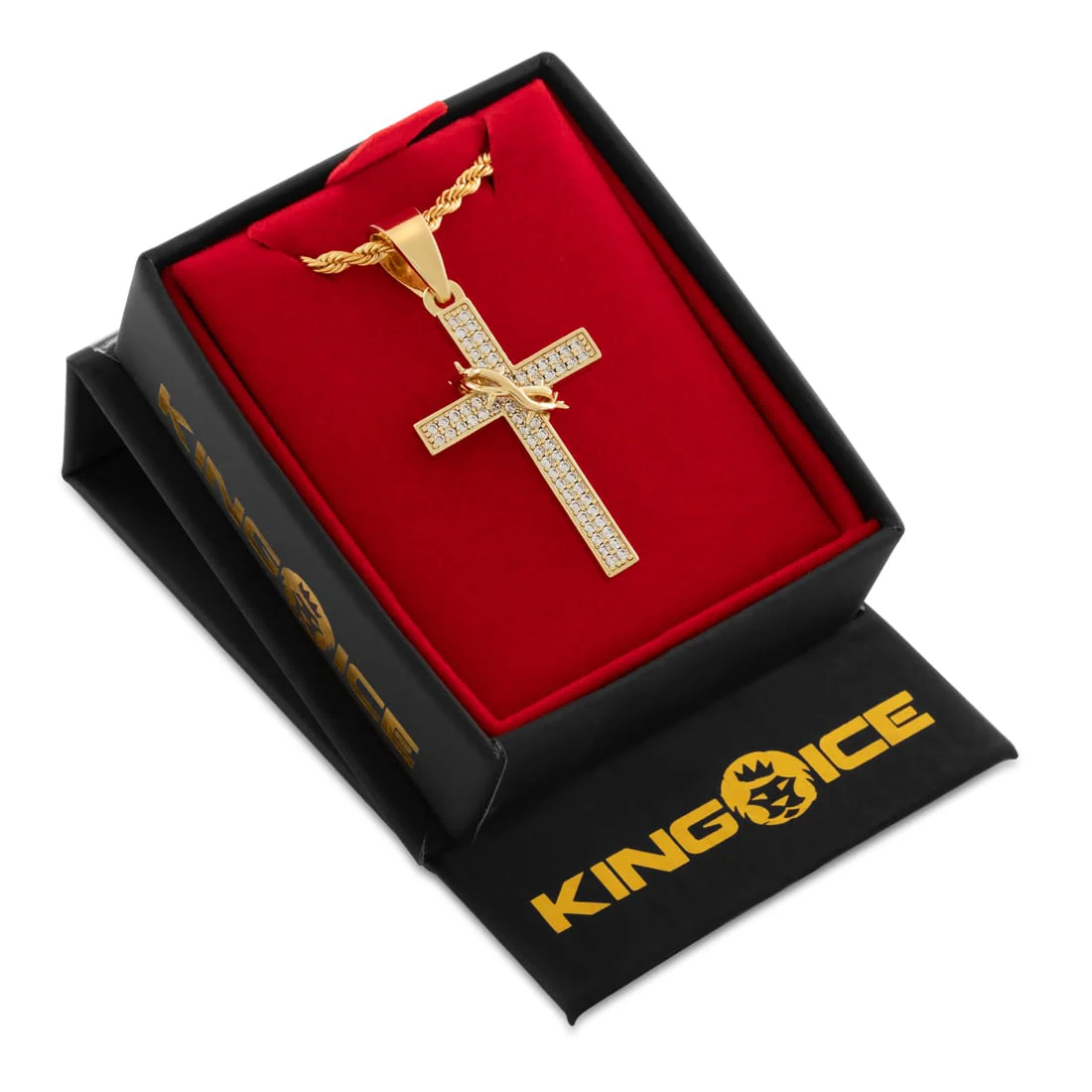 Crown of Thorns Wrapped Cross Necklace - Image 4