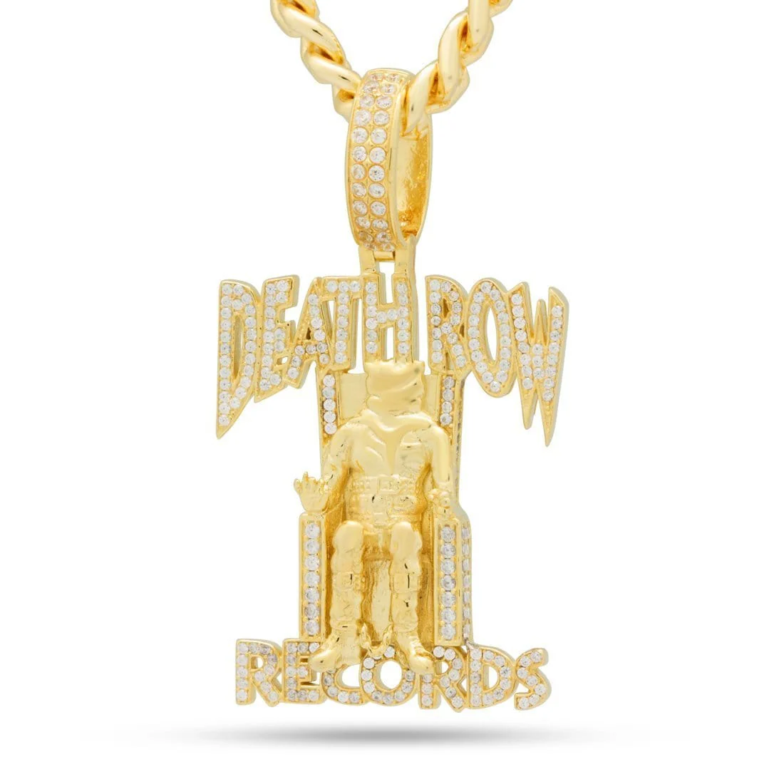 Death Row Records x King Ice - Solid Gold Iced Logo Necklace - Image 4