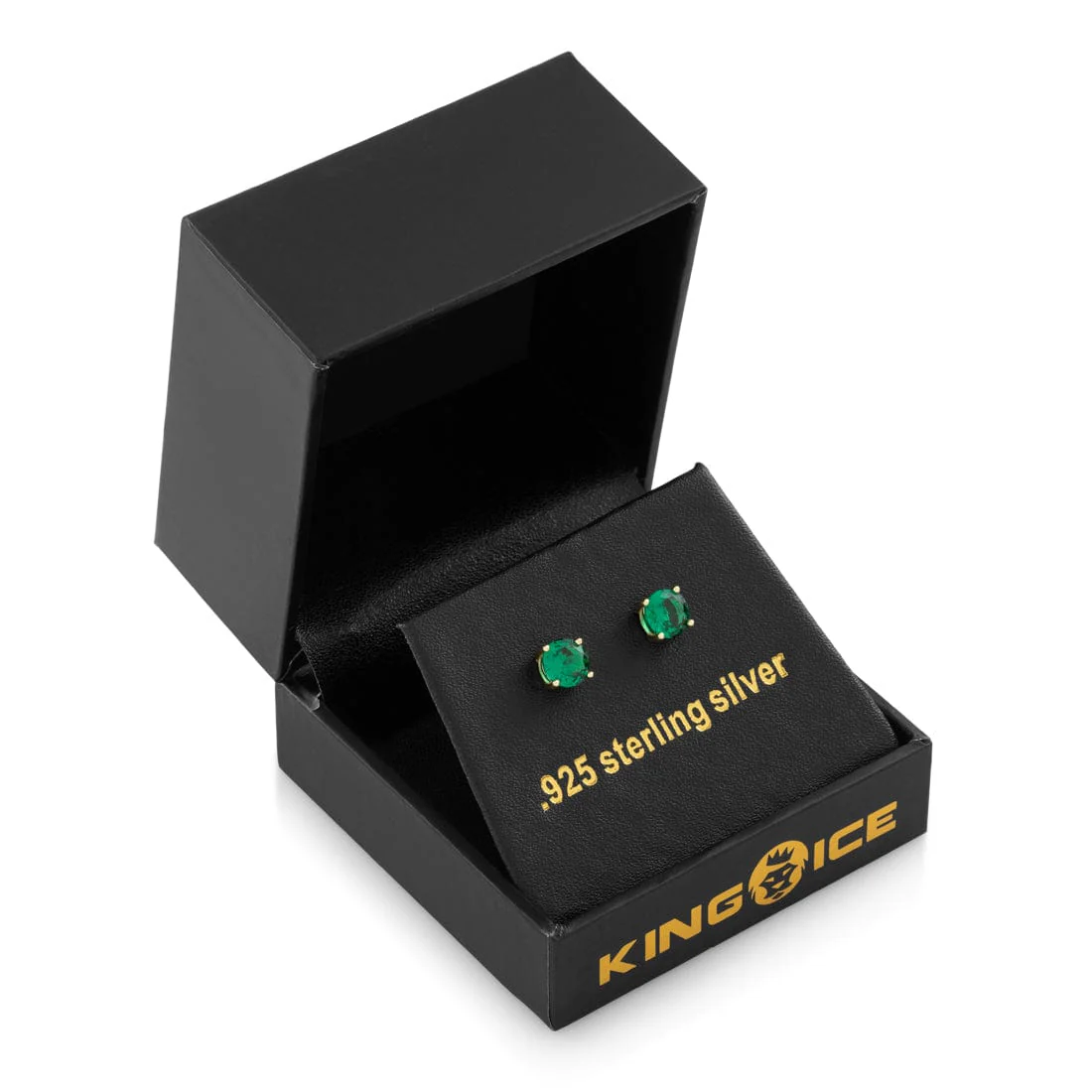 Green Brilliant-Cut Stud Earrings - Image 2
