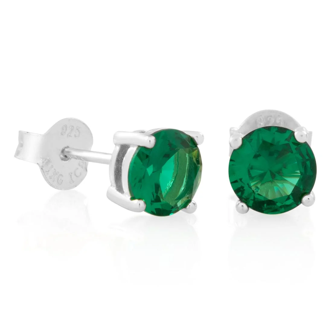 Green Brilliant-Cut Stud Earrings - Image 3