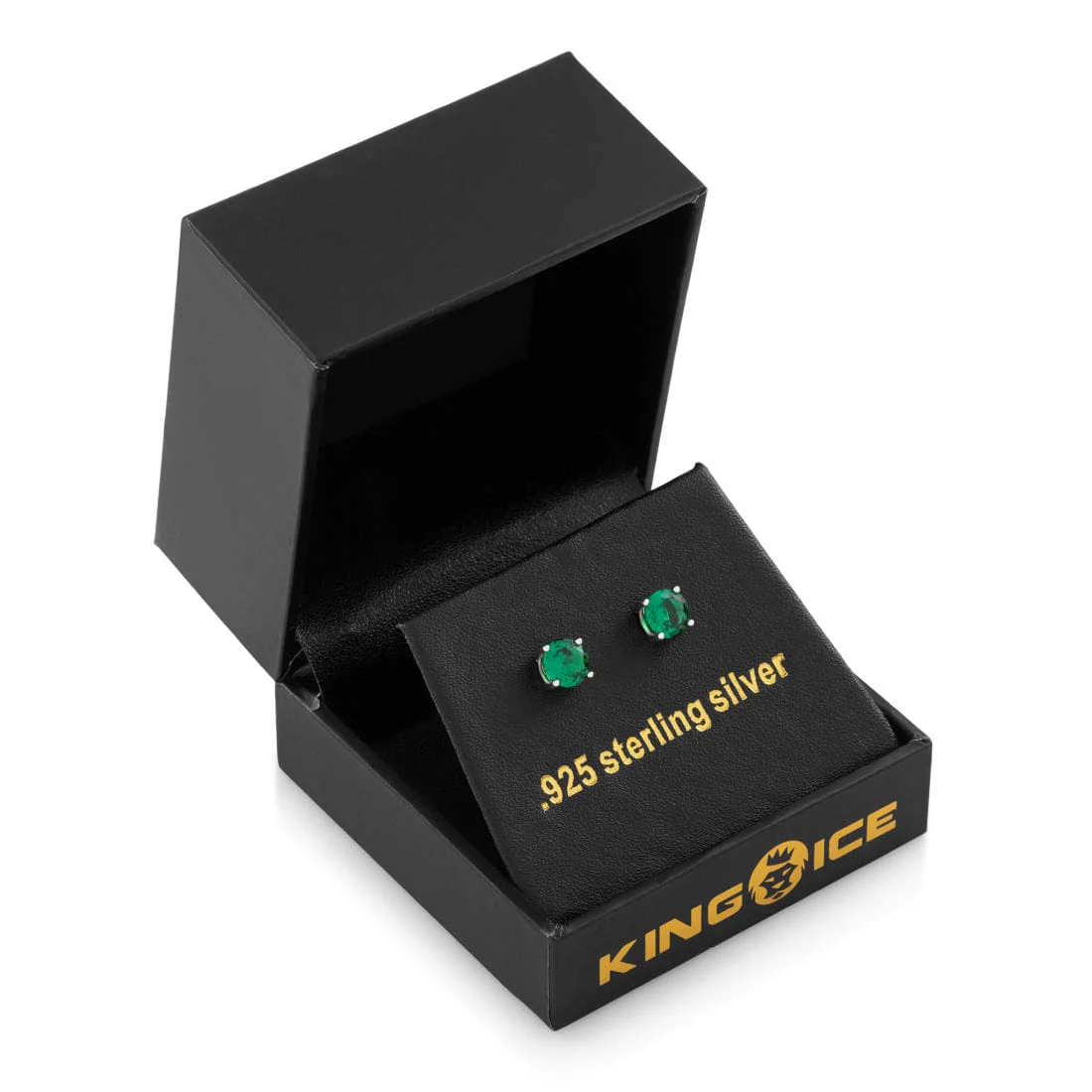 Green Brilliant-Cut Stud Earrings - Image 4