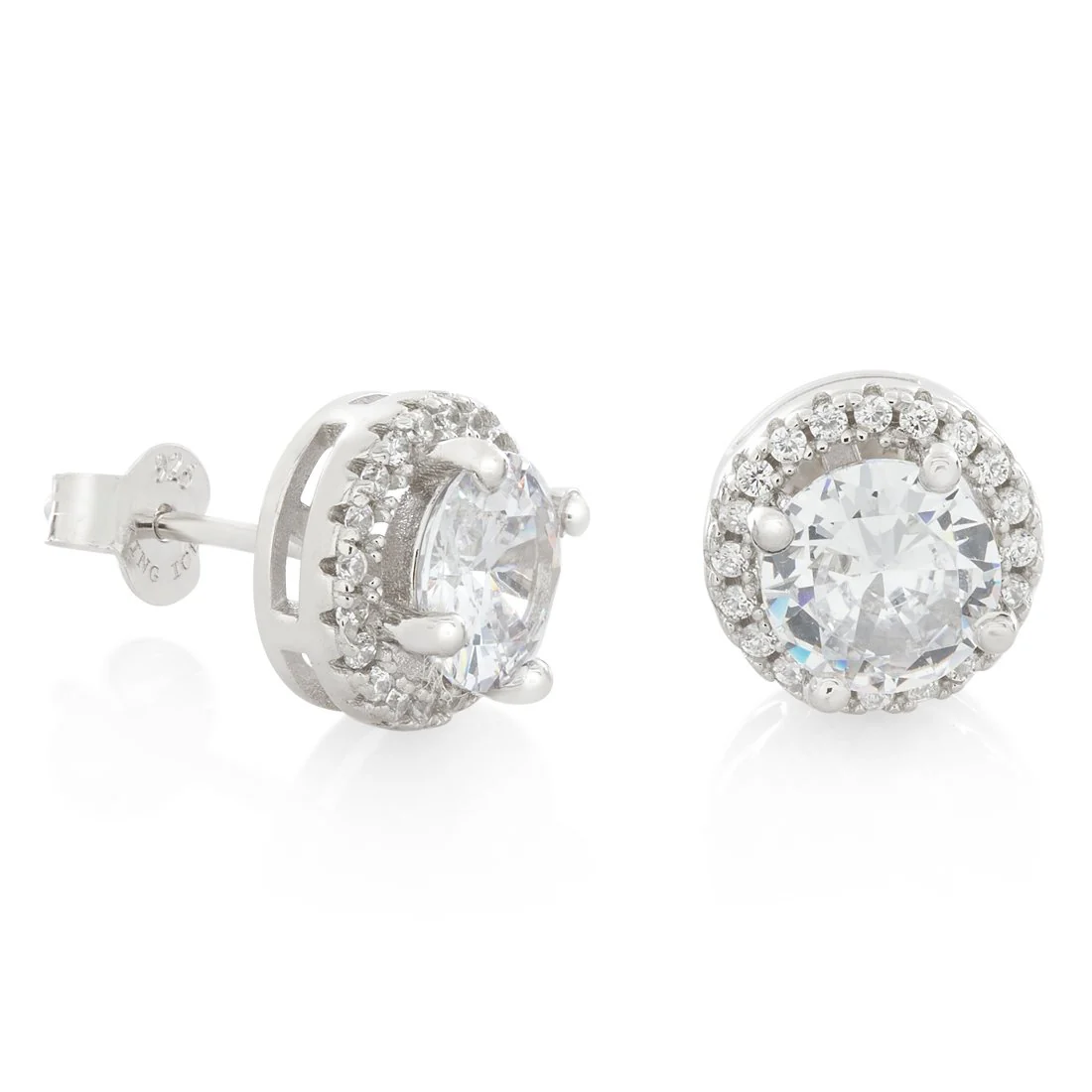 Halo Brilliant-Cut Stud Earrings - Image 3