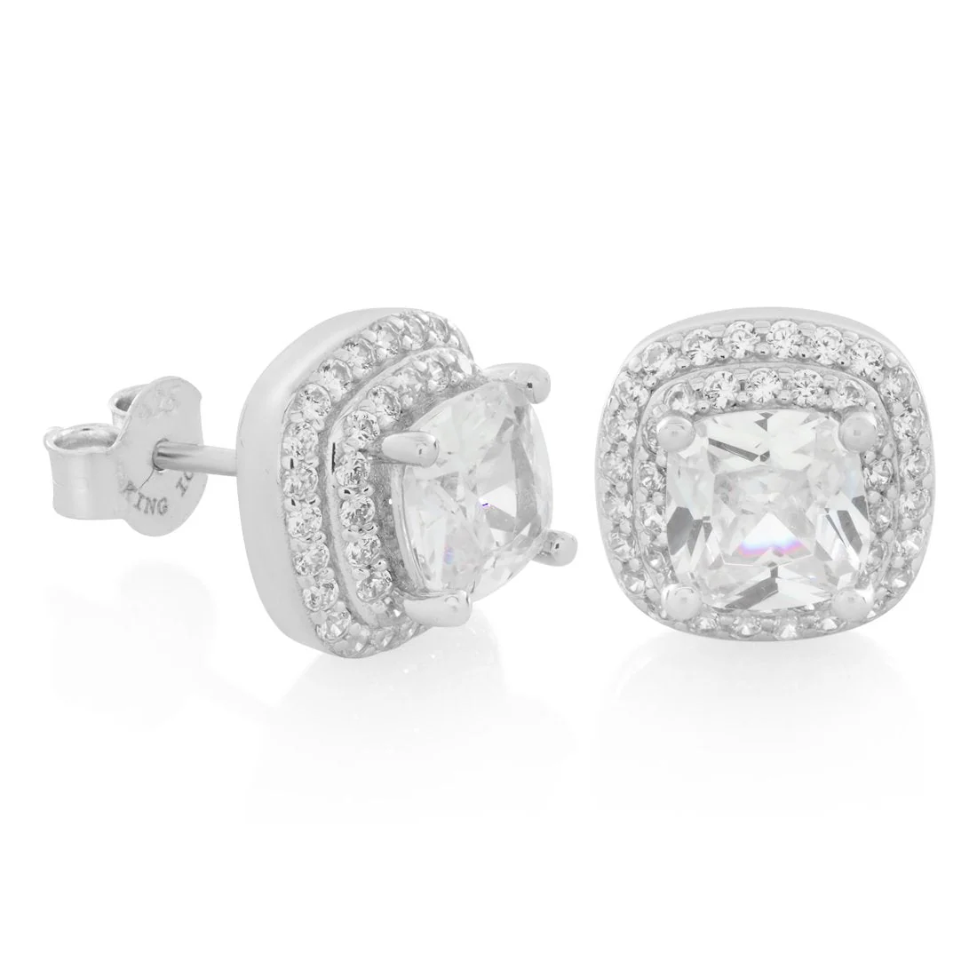 Halo Cushion-Cut Stud Earrings - Image 3