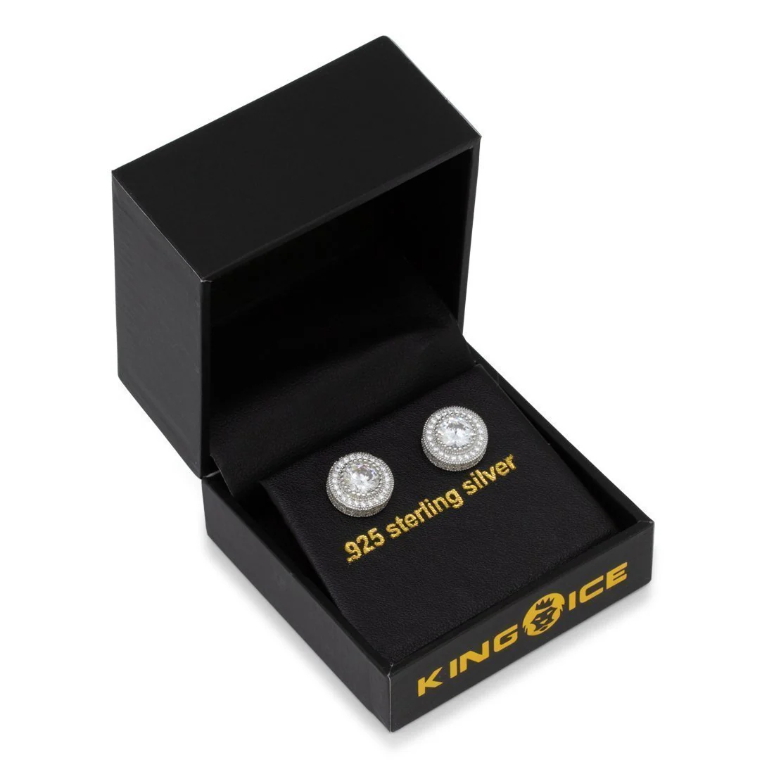 Iced Button Stud Earrings - Image 4