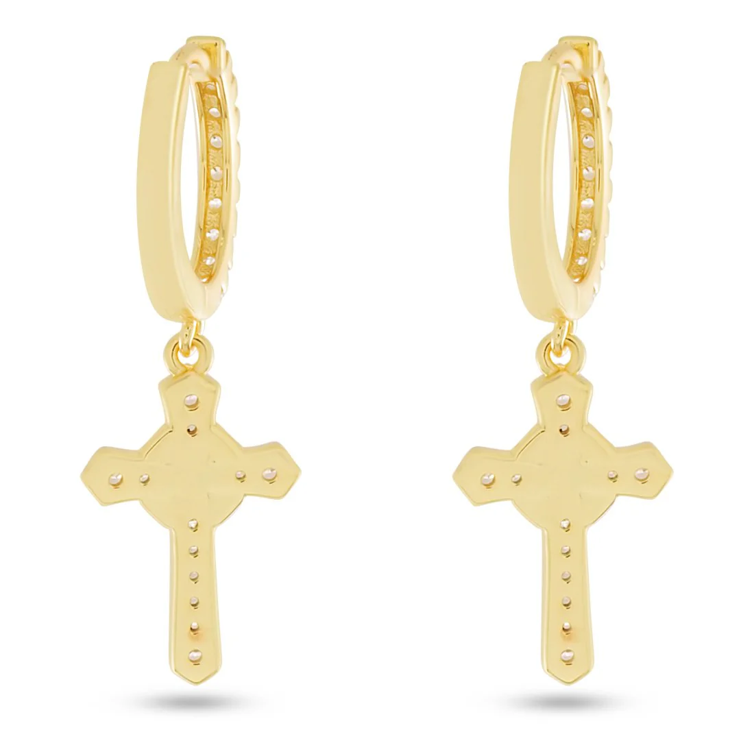 Iced Wrapped Cross Earrings - Image 2