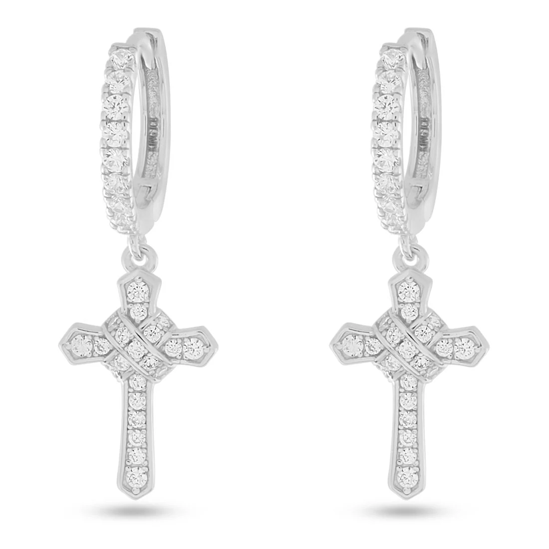 Iced Wrapped Cross Earrings - Image 3