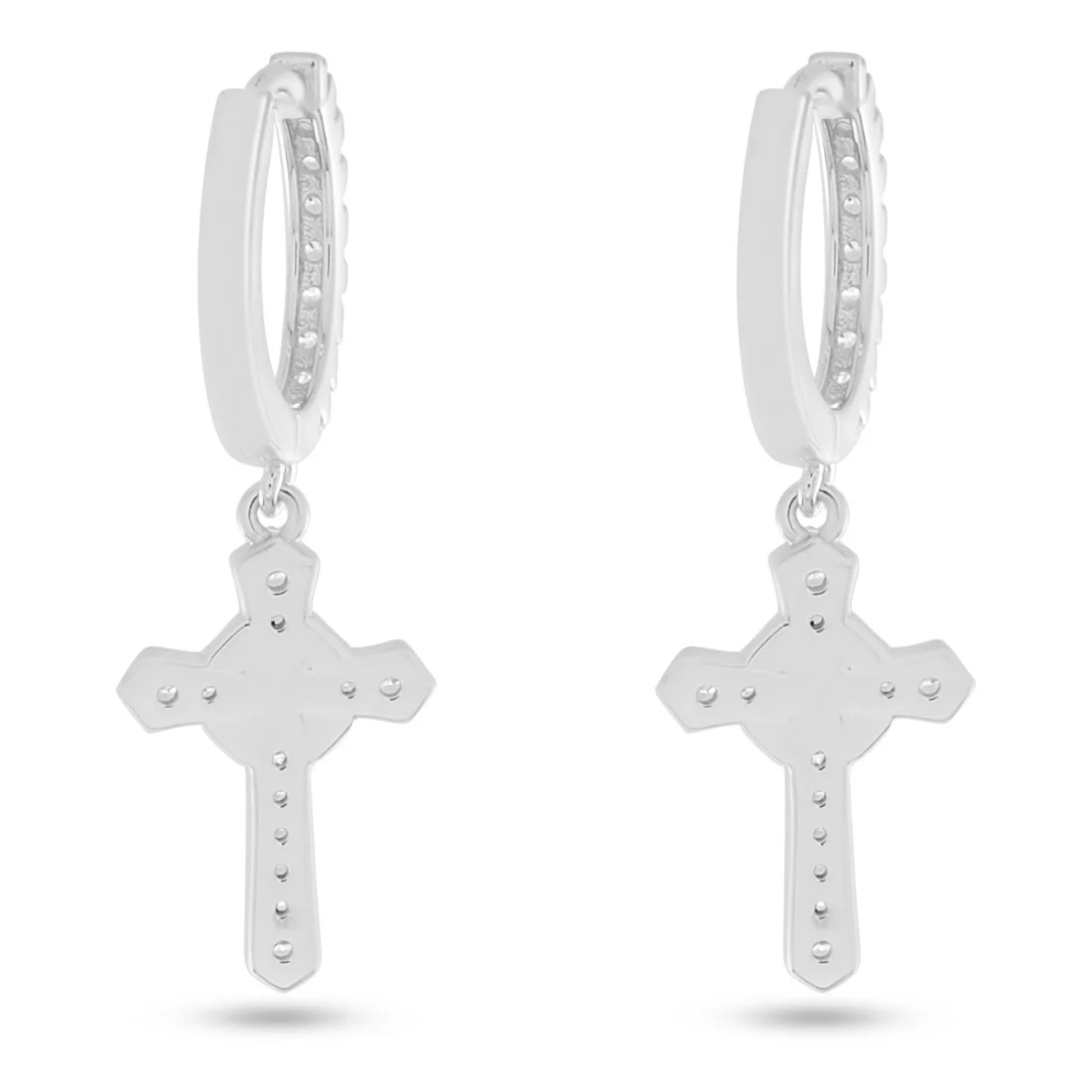 Iced Wrapped Cross Earrings - Image 4