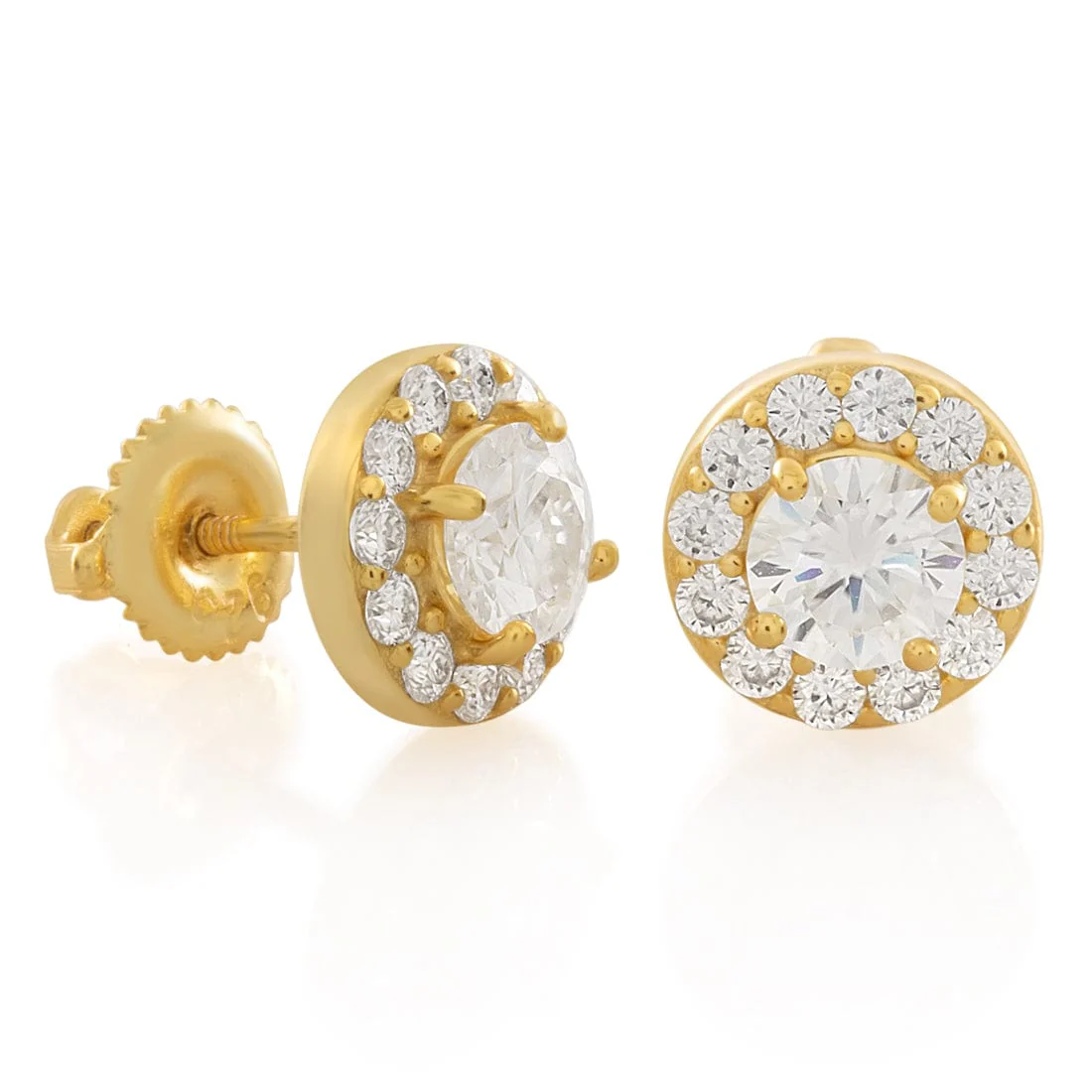 Moissanite Halo Brilliant-Cut Stud Earrings