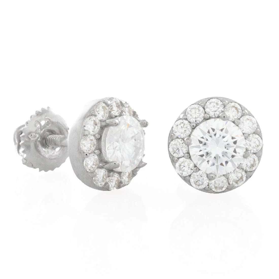 Moissanite Halo Brilliant-Cut Stud Earrings - Image 3