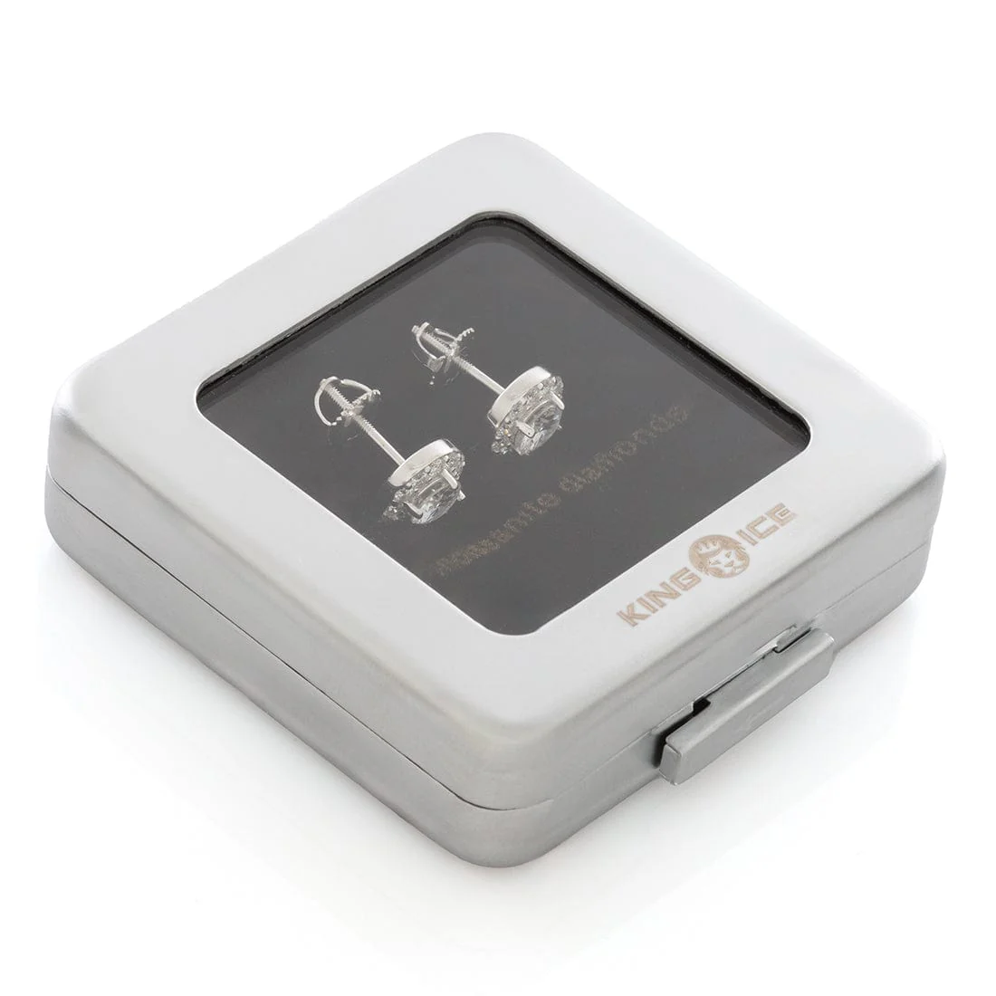 Moissanite Halo Brilliant-Cut Stud Earrings - Image 4