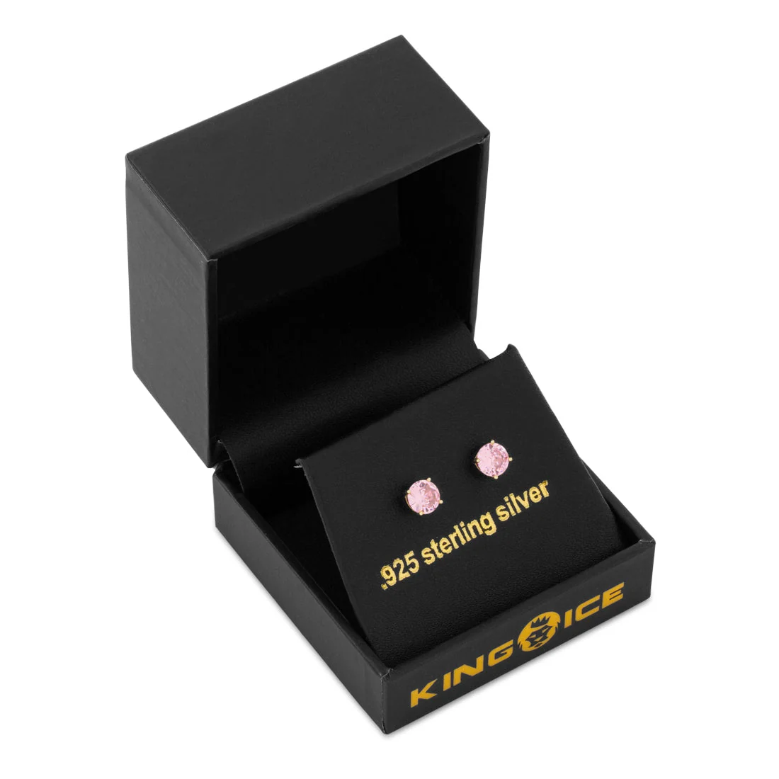 Pink Brilliant-Cut Stud Earrings - Image 2