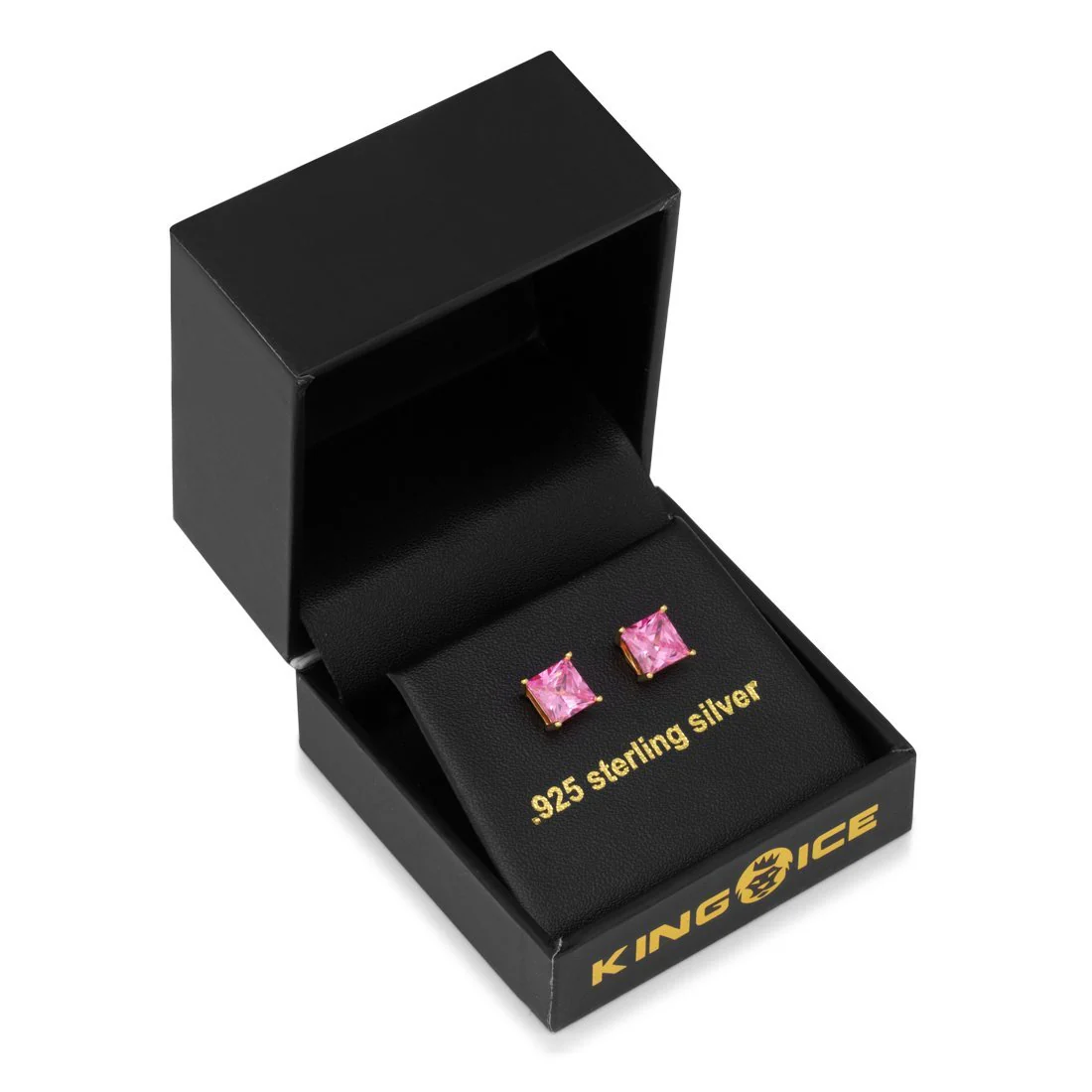 Pink Princess-Cut Stud Earrings - Image 3