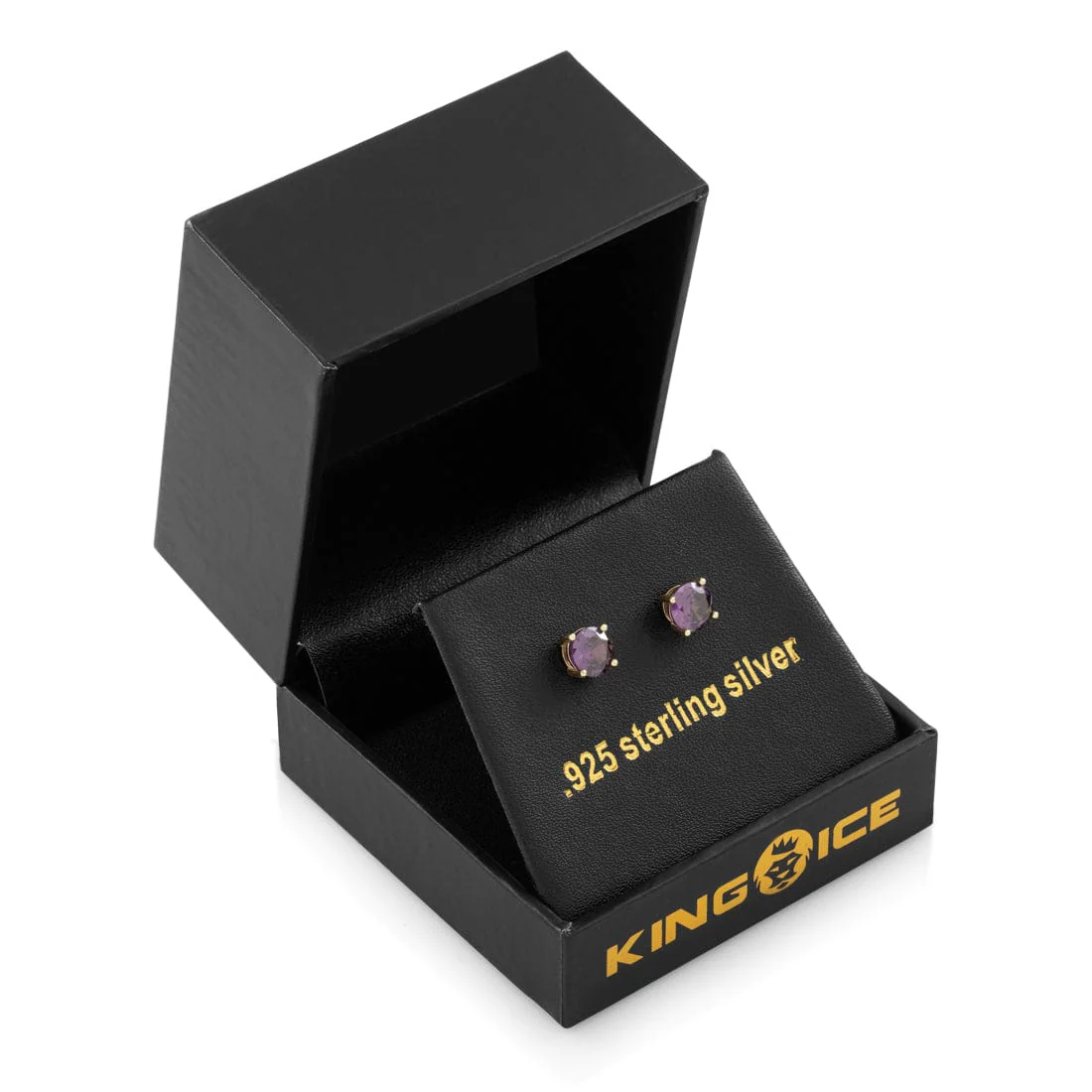 Purple Brilliant-Cut Stud Earrings - Image 2