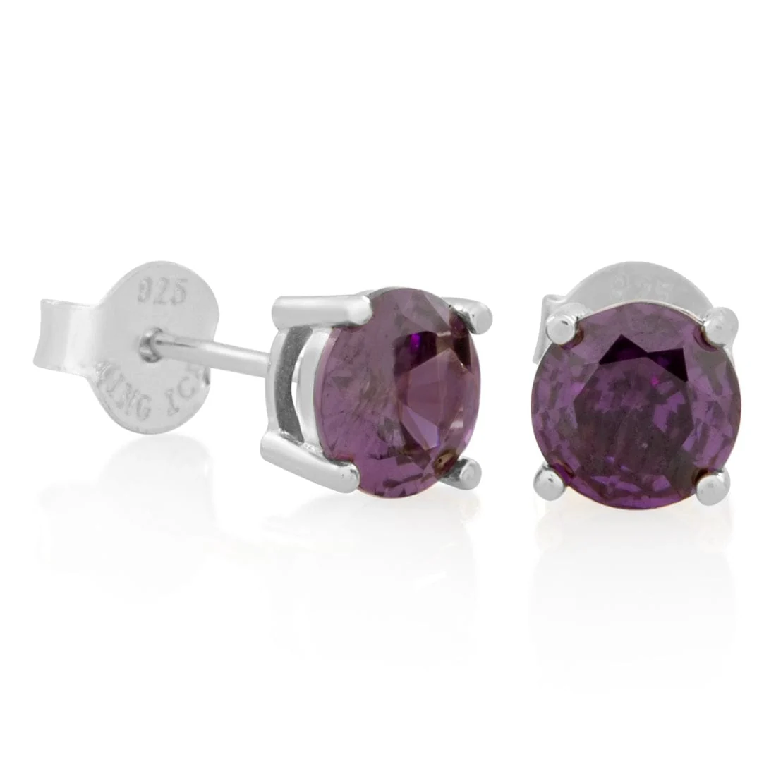 Purple Brilliant-Cut Stud Earrings - Image 3