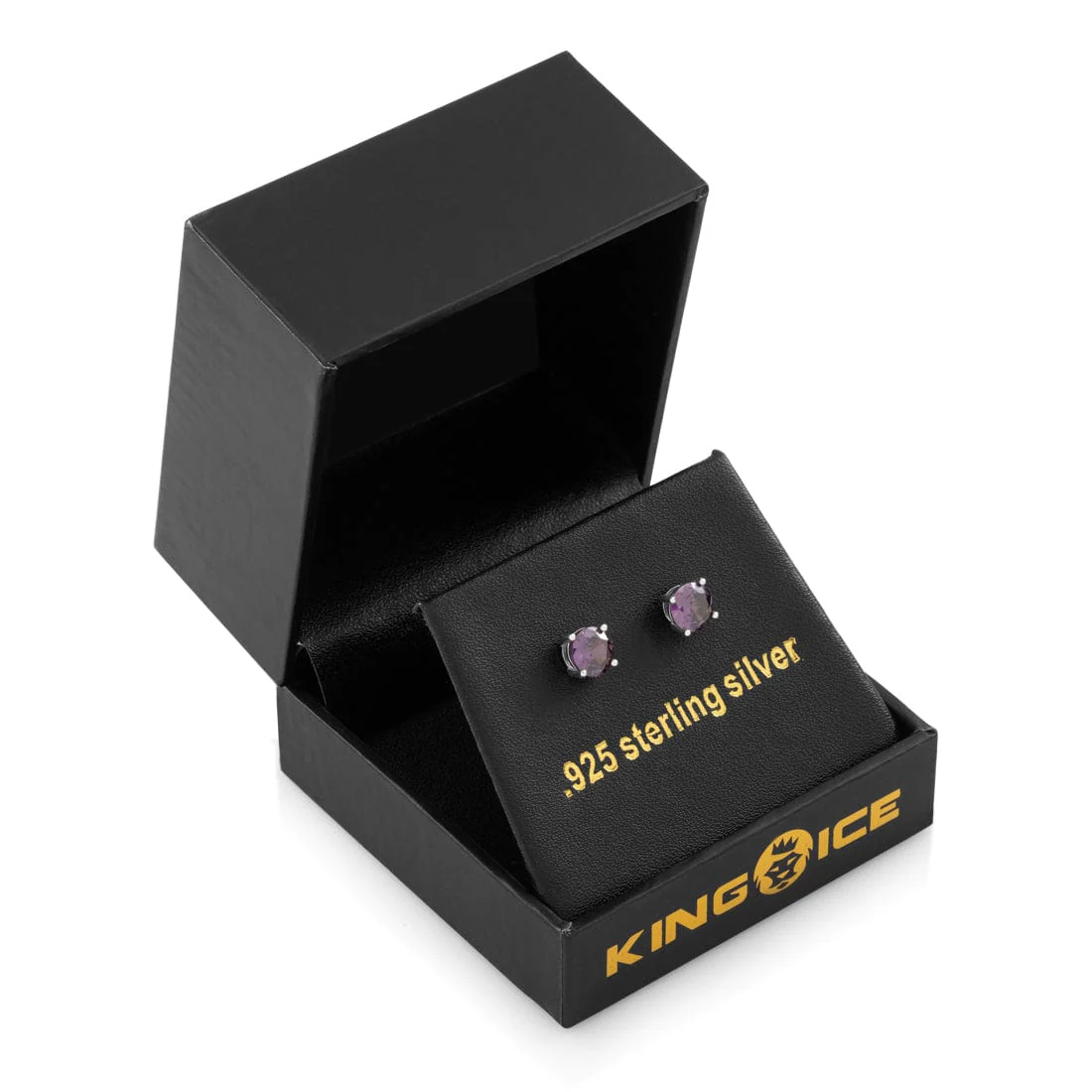Purple Brilliant-Cut Stud Earrings - Image 4