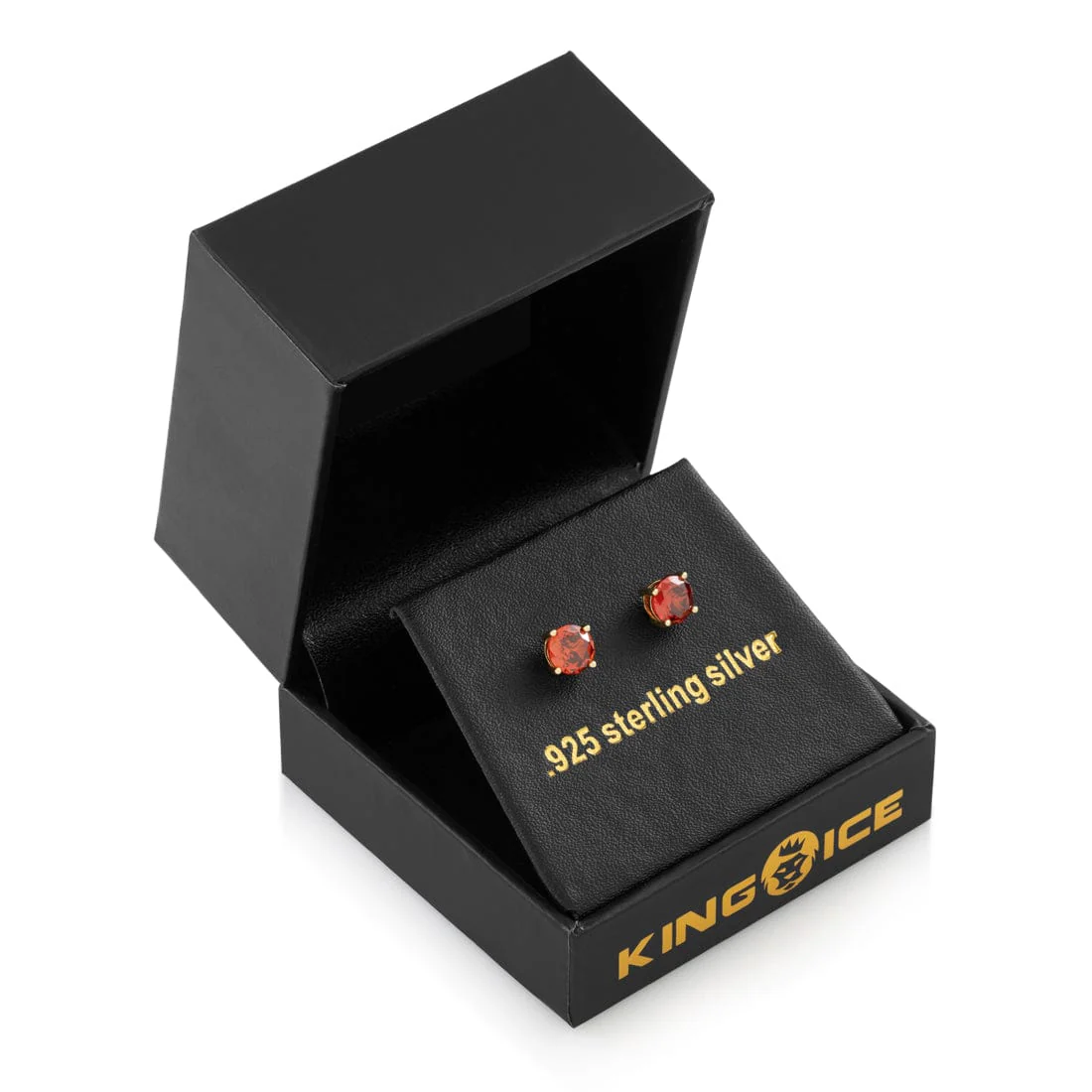 Red Brilliant-Cut Stud Earrings - Image 2