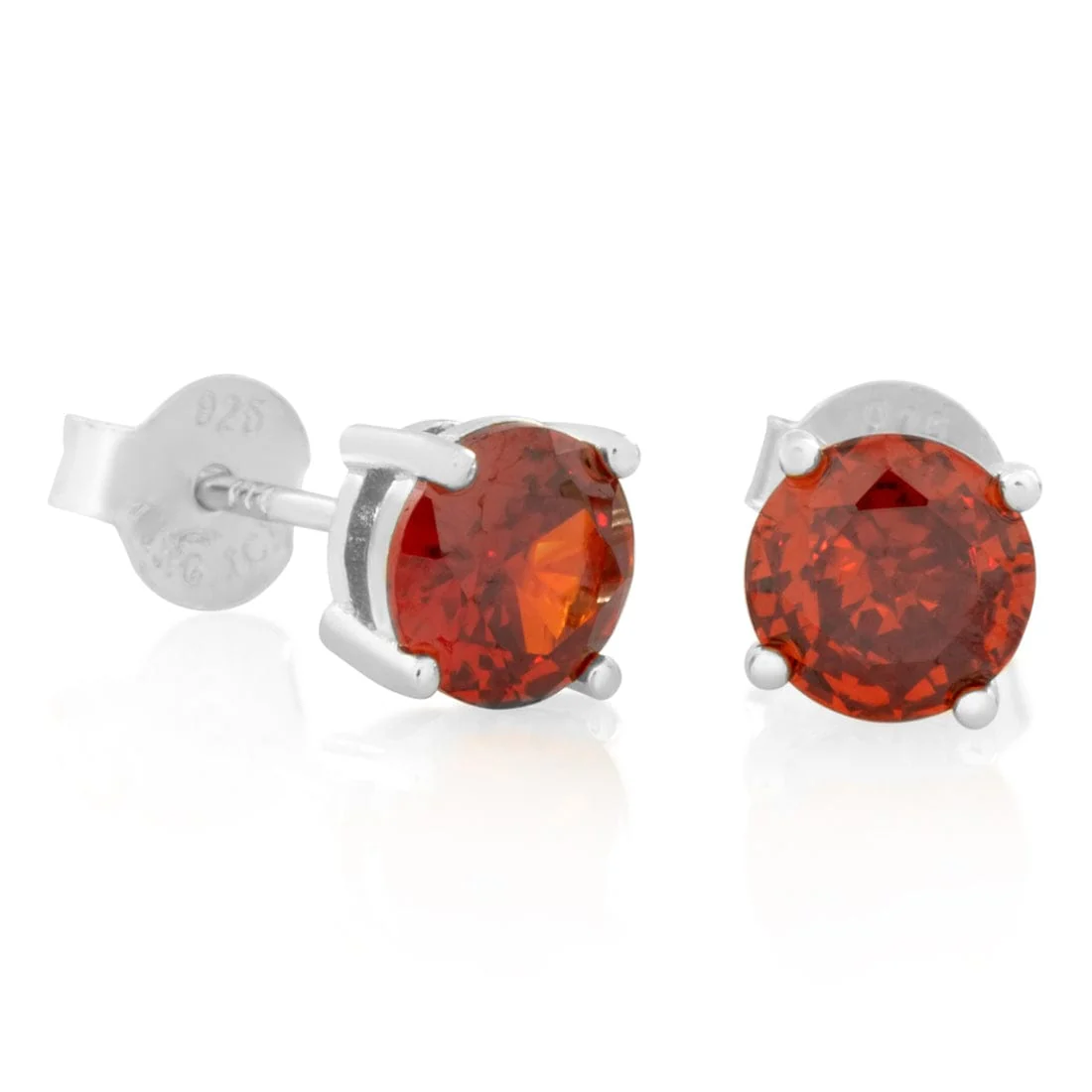 Red Brilliant-Cut Stud Earrings - Image 3
