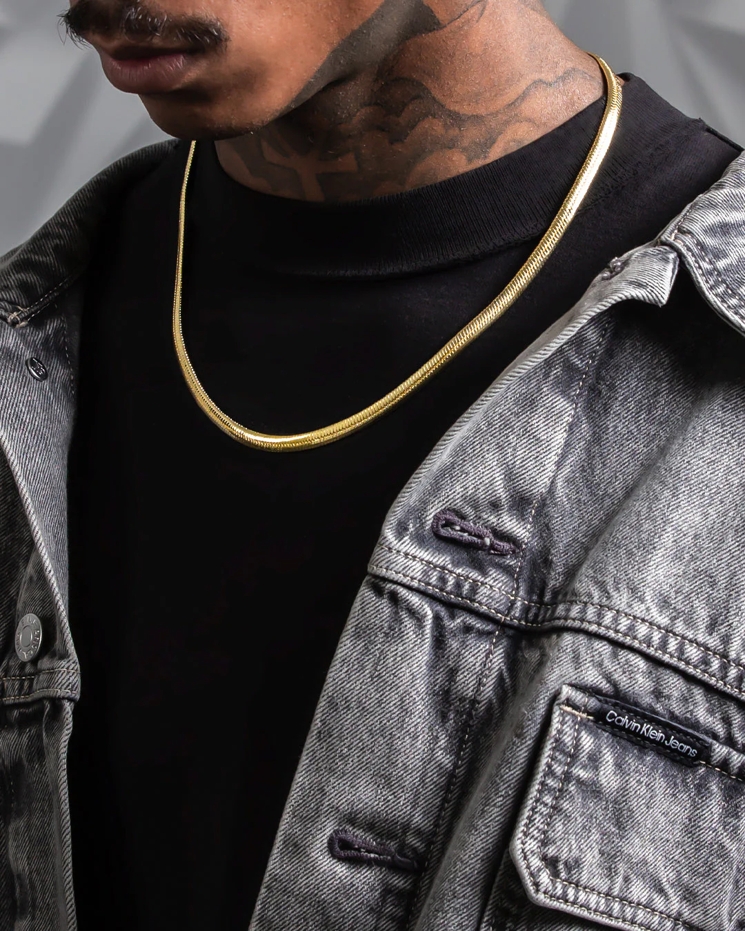 Solid Gold 5mm Thick Herringbone Chain - Image 2