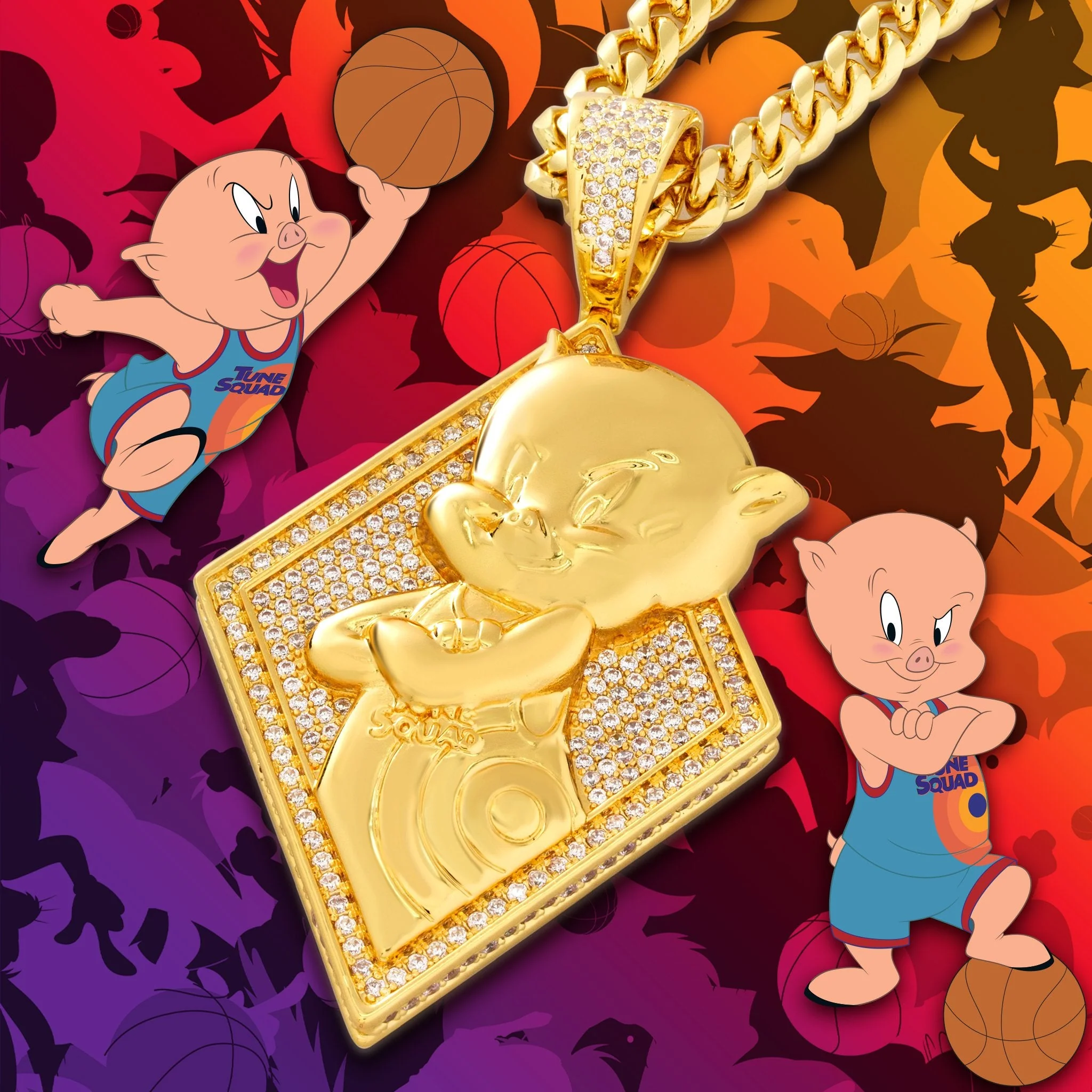 Space Jam x King Ice - Porky Pig Necklace - Image 5