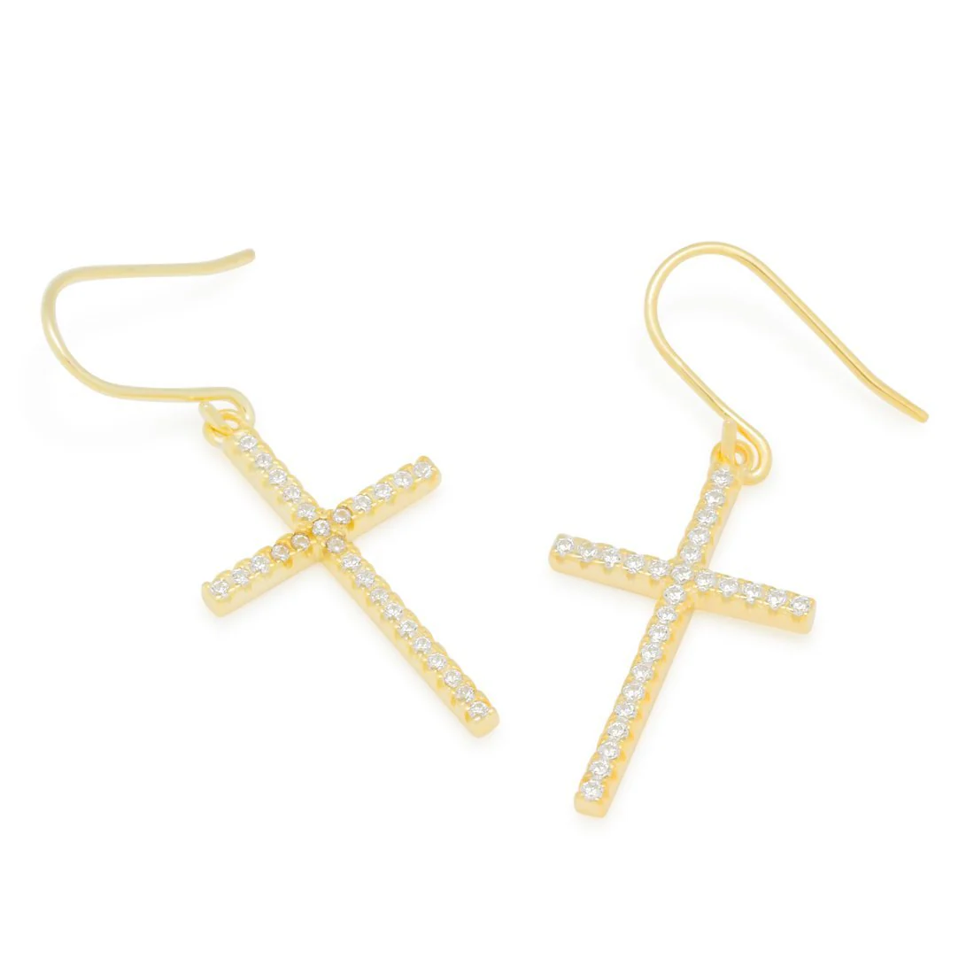 Thin Hanging Cross Earrings - Image 2